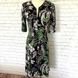 RODEBJER Kandy Floral Print V-Neck Elbow-Length Sleeve Dress--NWT--XS